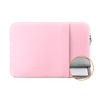 A pink universal laptop sleeve case for 11 to 17 inch laptops, showing the interior gray lining.