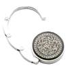 Gancho colgador de mesa mariposa de aluminio plegable plateado con diseño circular ornamentado