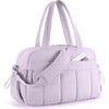 A light purple versatile large capacity travel and fitness bag with padded compartments.