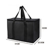 Black extra-large foldable insulated food bag with handles, shown in a side view.