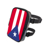A black adjustable PU waist pouch featuring the red, white, and blue design of the Mexican flag.