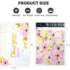 A sheet of pink and yellow floral patterned poly mailers with a thank you message design.