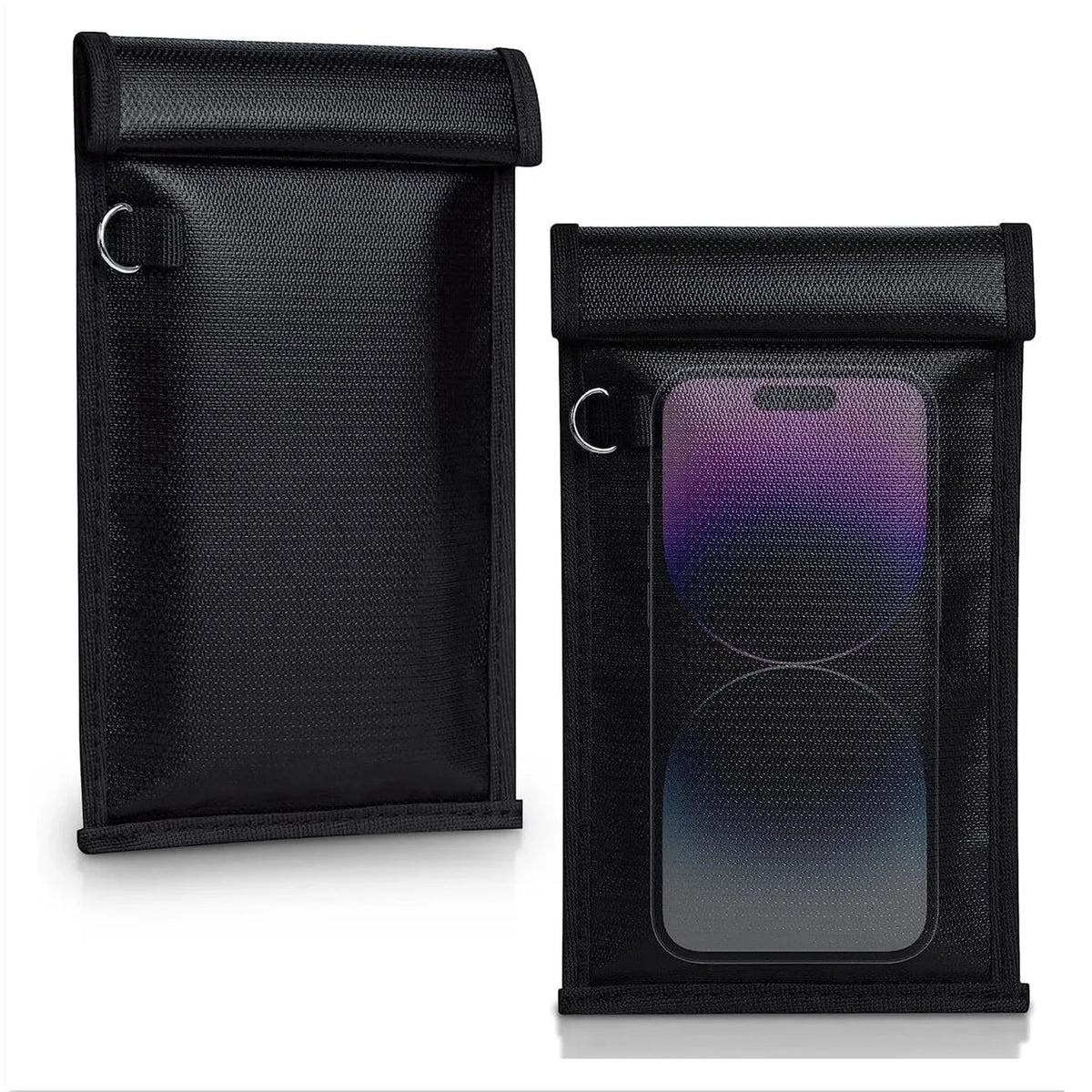Pochette anti-RFID et à blindage de signal noire pour les articles personnels.