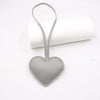 A small gray PU leather heart-shaped keychain attached to a loop.