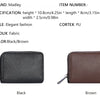 Ein Paar eleganter PU-Karte- und ID-Haltertaschen in Schwarz und Braun nebeneinander.