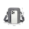 A gray lightweight nylon crossbody shoulder bag with a strap and a white smartphone insert.
