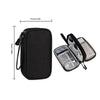 Black portable digital accessory organizer pouch with a clear zippered compartment.