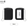 Black RFID protected accordion wallet for cards and IDs with a chain.