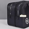 Schwarze Organizer-Tasche für Make-up, groß, trocken-nass, mit Netzfächern