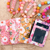Colección de llaveros y carteras de cuero sintético PU y silicona con flores rosas y varios diseños