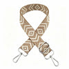 A beige and brown patterned nylon shoulder strap designed for bags and purses.