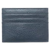 Dunkelblaue Leder-ID-Karte, Brieftasche mit gestickten Linien.