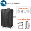 Black carry-on luggage with dimensions 44cm tall and 29cm wide, suitable for storing clothing.