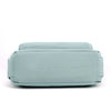 A light blue waterproof nylon crossbody shoulder bag lying flat.
