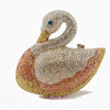 Pochette en cristal étincelante en forme de cygne, tons or et rose-or.