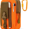 Orange tactical EDC utility pouch with a MOLLE strap and a knife visible.