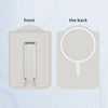 Front and back views of a magnetic PU leather phone wallet with card holder and stand
