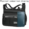 Black men's business crossbody bag with a clear window showing a smartphone.