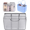 A set of mesh organizer inserts for extra-large tote bags shown in light gray and blue colors.