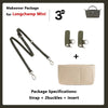 Makeover package for a Longchamp Mini bag including a strap, two buckles, and an insert.
