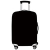 Black premium stretch luggage protective cover with silver handles and wheels