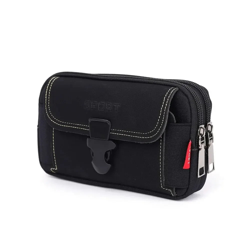 Black unisex tactical belt pouch designed to hold a mobile phone.