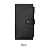 Black RFID Bifold Wallet for Women with a gold-toned zipper and leather trim.