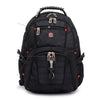 Mochila de viaje grande para hombre suiza negra con múltiples compartimentos y correas