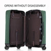 A dark green waterproof luggage protector cover opened without disassembly, showing the interior padding.