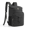 Black insulated lunch backpack with a waterproof oxford shell and adjustable straps