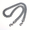 A thick silver metal purse chain replacement strap laid out on a white background.