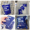 Packaged blue reusable ice packs for cold storage displayed in a white plastic container.