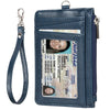 Dunkelblauer Premium-PU-Leder-Ausweis-Halter mit Lanyard und Foto drin