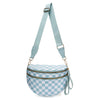 Hellblaue karierte Crossbodytasche mit hellblauer Trageleiste
