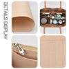 Details display of a beige felt insert liner for handbags, showing the material and various components.