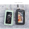 A light mint green cell phone case with a clear back cover is displayed next to a black cell phone case.