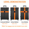 Demonstration showing horizontal, vertical, and cross methods for luggage identification straps.