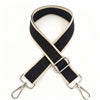 Black nylon adjustable shoulder strap with silver hardware