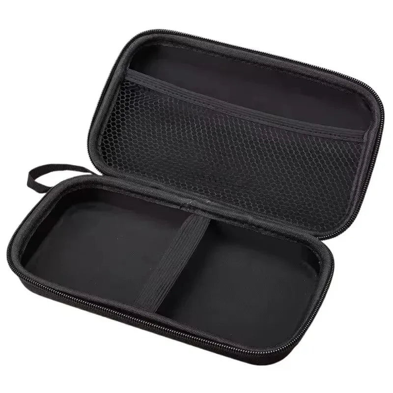 Black durable waterproof cable organizer pouch with a hinged lid and internal compartments