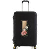 Black premium elastic luggage protective cover with silver handle and wheels