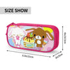 Pink pouch featuring a cute brown rabbit character and cupcake design for a pencil case set