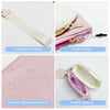 A collection of features for a mini nylon zip wristlet coin purse including an extended wrist strap, durable zipper, premium 