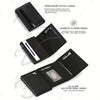 Black slim aluminum card holder wallet with zippered and magnetic closure designs