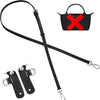 Black durable leather crossbody strap with a red cross design and attached leather tags