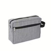 A gray multifunctional travel toiletry bag with a black zipper and strap.