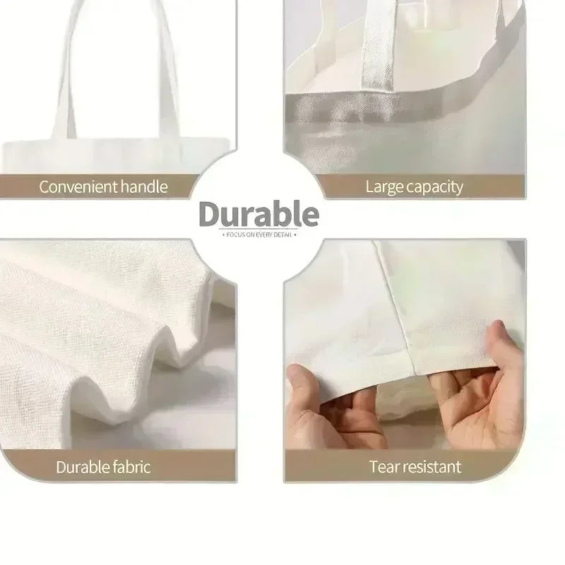 Caractéristiques des sacs de courses en toile personnalisables : poignée pratique, grande capacité, tissu durable et