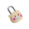 A cute, light beige cartoon bear-shaped combination padlock with a silver shackle.