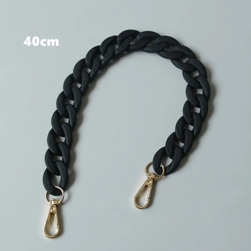 Black braided leather strap measuring 40cm with gold-toned hardware