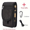 Black multi-functional phone pouch belt bag with a pen, carabiner, and rope included