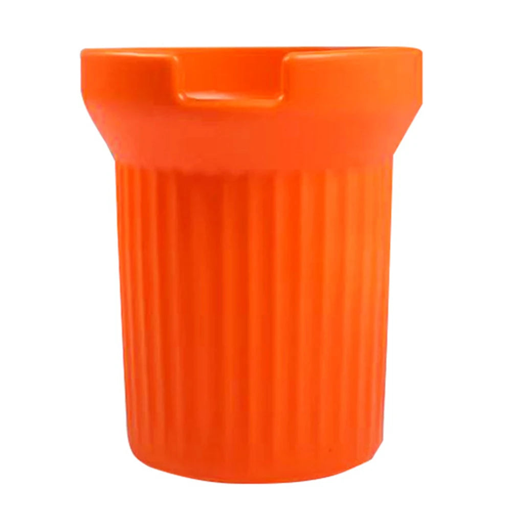 Orange silicone boot sleeve designed to fit water bottles.